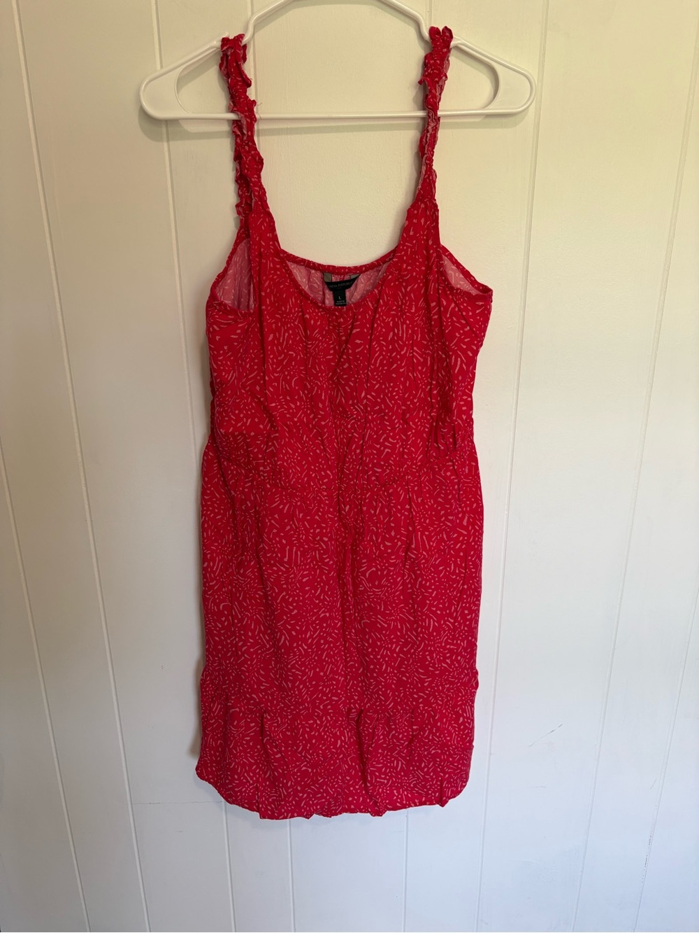Banana Republic Size L Cherry Red Ruffle Strap Mini Dress-Y2K Summer, Resortwear